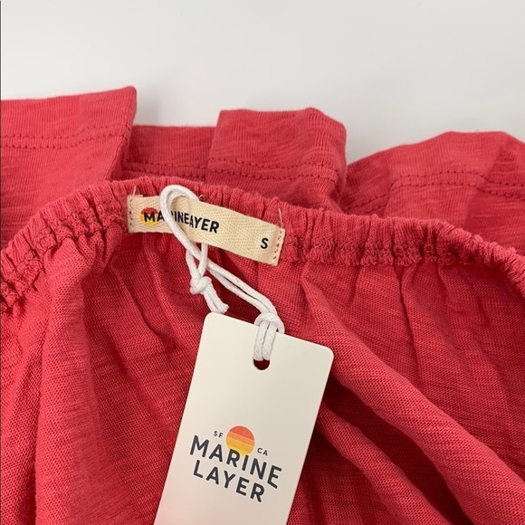 Marine Layer Christiana knit boho top shirt blouse red off shoulder smock new S - Picture 5 of 5